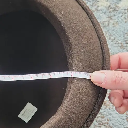 Vintage Wool Mushroom Hat With Leopard Velvet Bow Brown