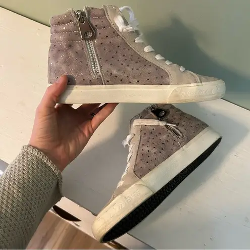 Vintage Havana High-Top Sneakers with Star Studded Accents Silver