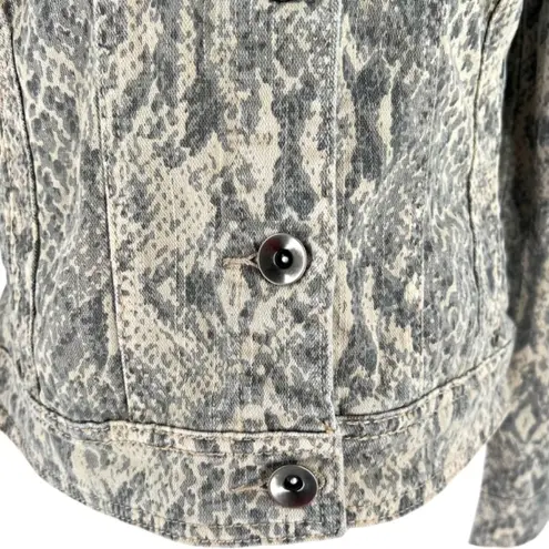 Christopher & Banks Snakeskin Print Jean Jacket Cream Gray Size Medium