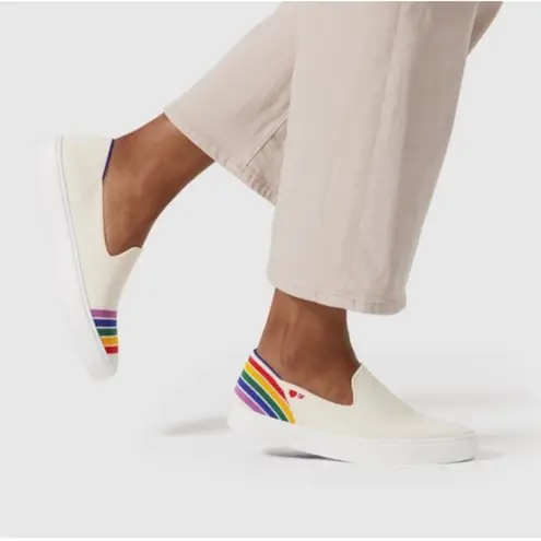 Rothy’s Women’s Pride SF Slip On White Sneaker Rainbow Size 10.5 LGBTQ Washable