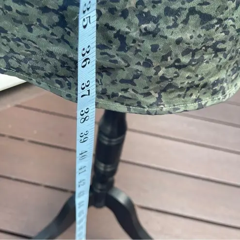 Ecru Ronan Midi Shirtdress, Green Camo, sweater cuffs long sleeves, collar Sz XS