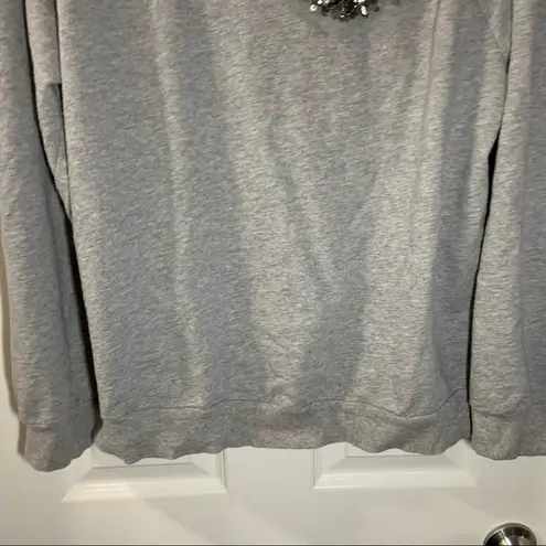 Lane Bryant  Grey Scoop Neck Beaded Accent Sweatshirt 14/16