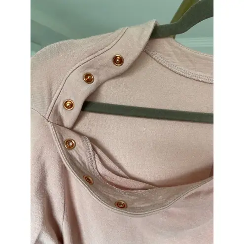 Isabel Maternity Blush Nursing Top Snap Shoulder Stretchy Preppy Autumn Pregnant Pink Size undefined