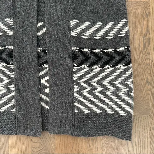 White + Warren Alpaca Jacquard Vest Charcoal Multi Longline Open Front Grey S Gray