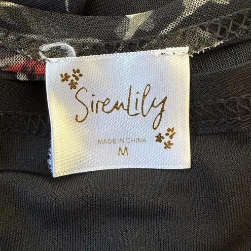 Siren Lily Black Floral Print Tie-Front Layered Long Sleeve Dress