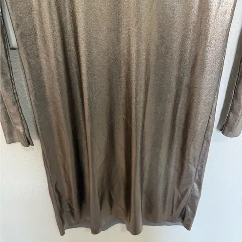 COS Metallic Pewter Silver Long Sleeve Knit Sweater Dress XS Extra Small