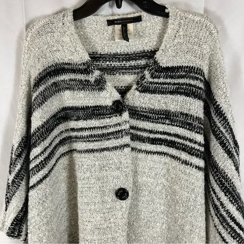 BCBGMAXAZRIA BCBGMaxAzaria Women’s Poncho Sweater Top Acrylic Gray & Black Stripes Size S/M