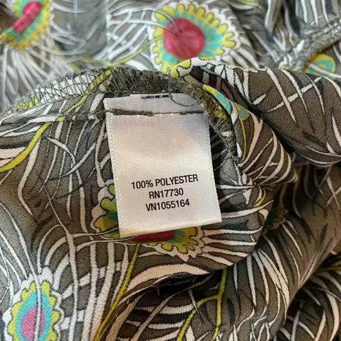 Liberty of London for Target Popover Blouse Women XS Peacock Feather Peplum Hem Brown