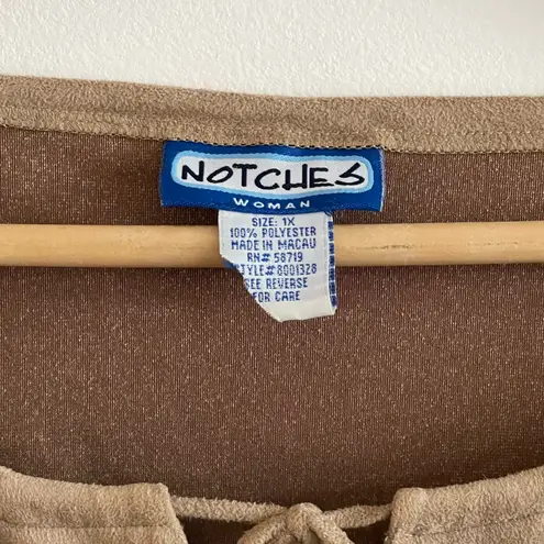 Notches NWT Vintage 90’s Suede Boho Western Blouse with Flared Sleeves size 1X