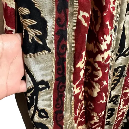 Vintage Cascais Maxi Dress 80s Short Sleeve Button Up Collared Leaf Maroon 14 Red