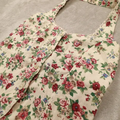 Vintage Beige Floral Linen Blend Floral Halter Top Skirt Set size 7