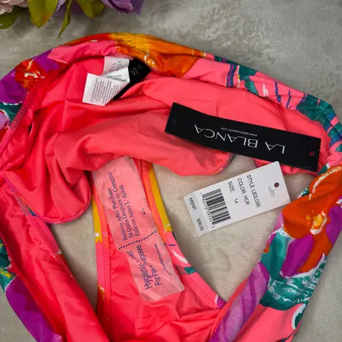 La Blanca 'Isla' Shirred-Band Bikini Bottom in Hot Coral