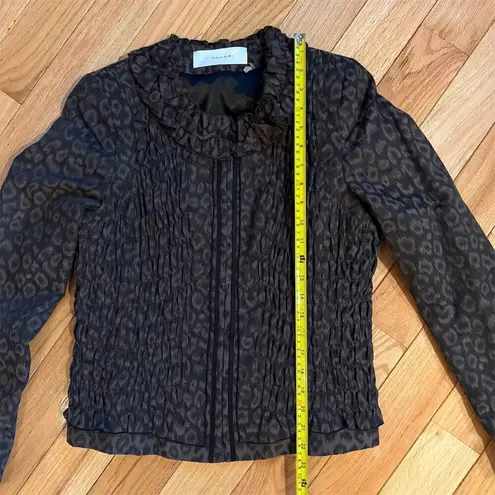 Tahari Women's Leopard Print Ruffle Blazer Jacket Size 8