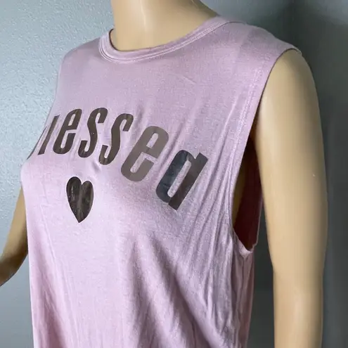 Hippie Chic Pink Sleeveless Croptop With Blessed In Rose Gold Size Medium