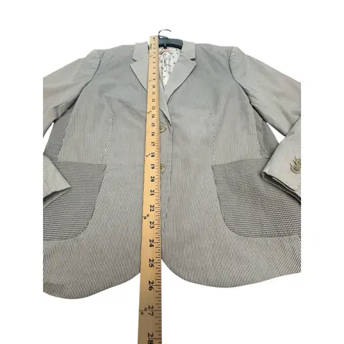 Brooks Brothers Red Fleece Blazer Women's Size 14 Stripe Check Gray #ST13-5