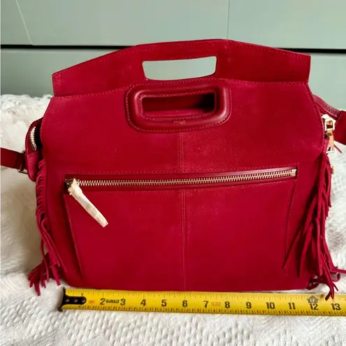 NWOT Maje Red Suede Large M Bag w/ side fringe and crossbody strap