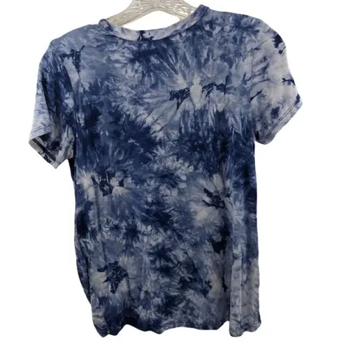 Self E Small Blue and White Rayon Short Sleeve Tye Dye T