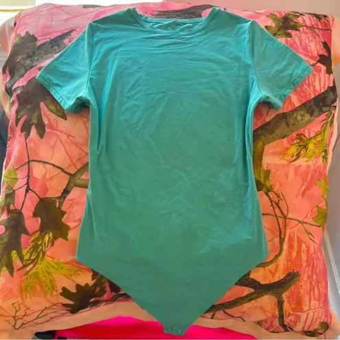 auden teal green blue fitted short sleeve bodysuit