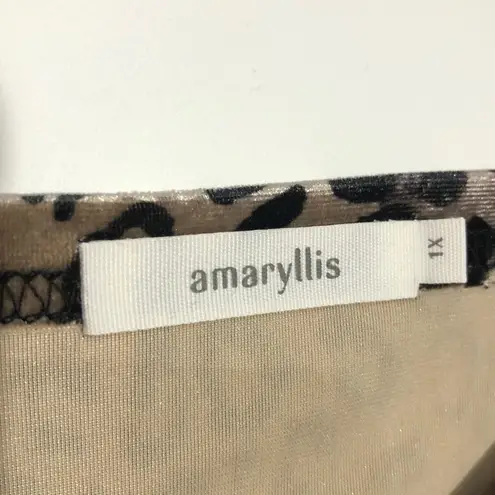 Amaryllis Leopard Print Velvet Bodice Sweater Size 1X Black