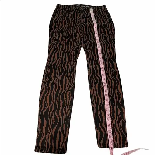 INC Tiger Print Skinny Leg Jeans Brown Size 4