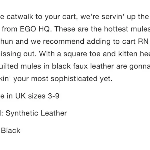 EGO 💖 Tropez Quilted Mules💖