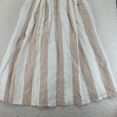 Mara Hoffman Striped Linen Maxi Skirt Women's Size 4 Beige White Pleated Full