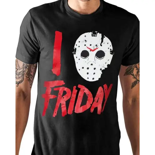 Halloween I Love Friday Jason Voorhees Mask Distressed Graphic T