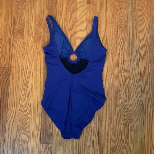 Tommy Bahama  ring front cut out one piece swimsuit blue‎ size 8