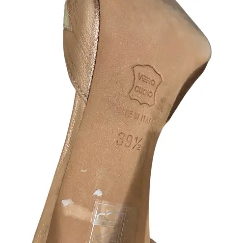 Missoni Rose Gold Metallic Leather Ankle Strap High Heels Round Toe 39 1/2 9.5