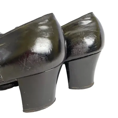 1940s Matrix x Carson Pirie Scott & Co Black Mesh Leather Heeled Oxford Loafers Size 6.5