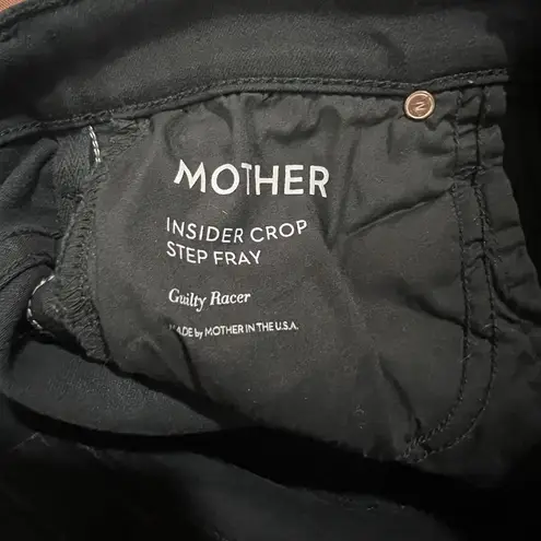 MOTHER Insider Crop Step Fray Hem Size 25 Black and Cream Stripe