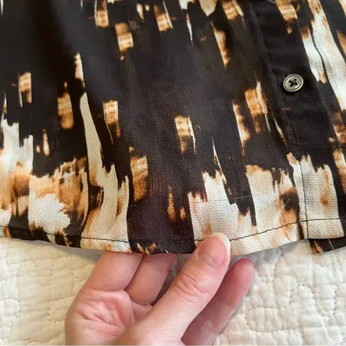 Derek Lam ✨ Abstract Print Sheer Button Up Blouse Brown Tan Women’s Small