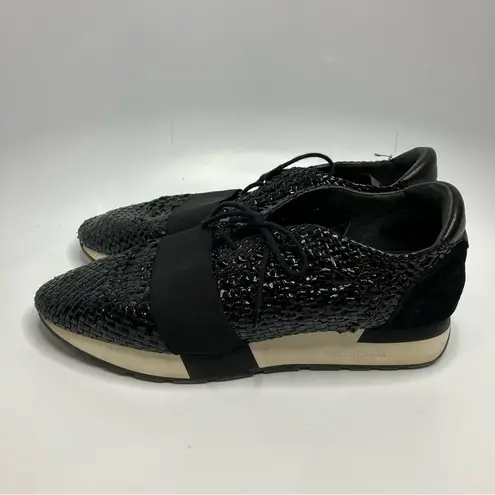 Balenciaga Raffia Runners in‎ black woven leather sneakers size 41