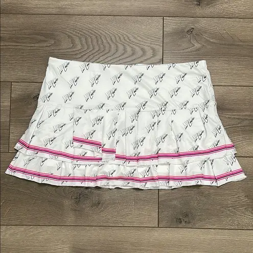 Lucky In Love 13” Layered Pleated Tennis Skirt Skort White Pink Size XL White