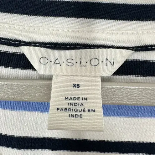 Caslon White Blue Navy Striped Muscle Tee Casual Essential Women's Size XS NWT