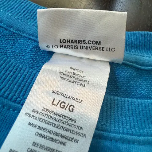 Lo Harris "I Have a Voice" Faces Graphic Sweatshirt Teal Oversized Women’s Large Blue