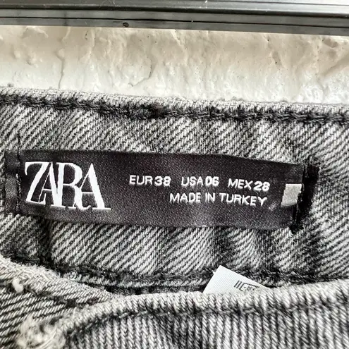 ZARA  tapered leg gray jeans side stripe metal studs size 6 new with tags