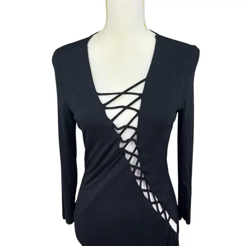 Love j black dress, size Large, knit, sexy, bodycon, whimsygoth, lace up