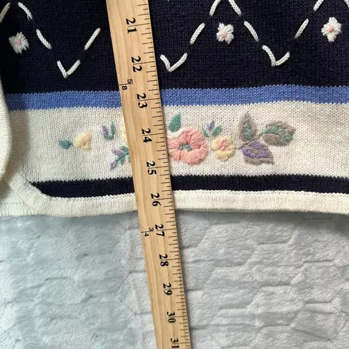 Vintage Stephanie K Knit Floral Sweater Vest Sz L Grandmacore Cottagecore Retro Size L