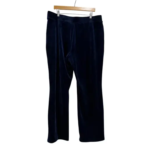 Dana Buchman Women's XL Velour Lounge Pants Navy Blue Wide Leg Comfort Fit Soft
