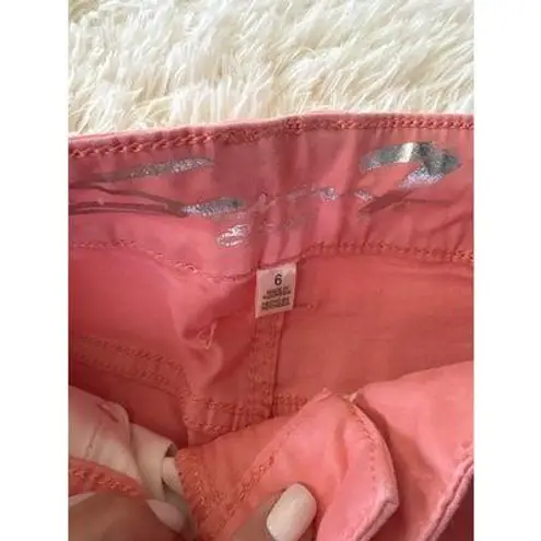 Seven7 High Rise Skinny Crop Jeans Size 6 Coral Salmon Pink Denim Casual Pants