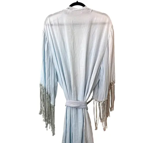 Jen's Pirate Booty JENS PIRATE BOOTY Rio Phoenix Fringe Kimono Light Blue Sz C (M/6)