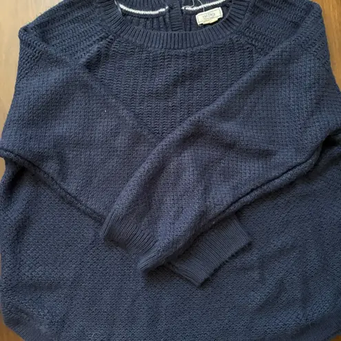 Fat Face Dark Blue Woven Knit Sweater with Buttons Women's 14 Plus Size