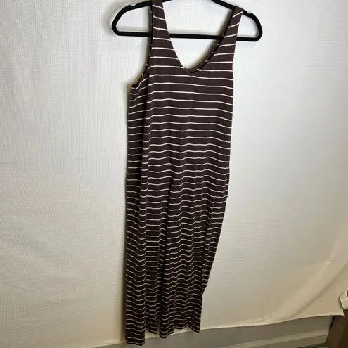 Pact Organic Cotton Brown & White Striped Sleeveless Knit Jumpsuit Romper XS