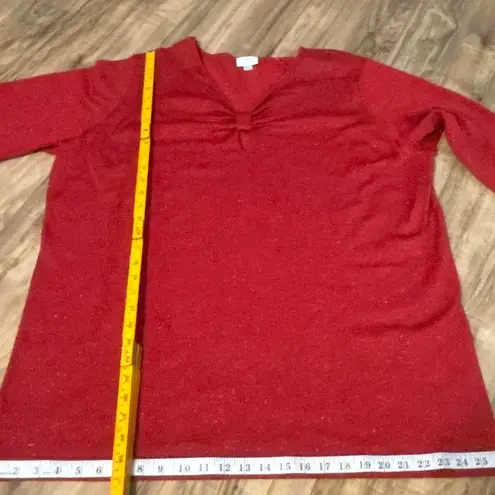 Jaclyn Smith Red Metallic Sparkle Knit Top Blouse Women's 2X Plus Size