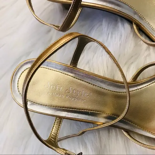 Hush Puppies  soft style strappy heels gold size 10