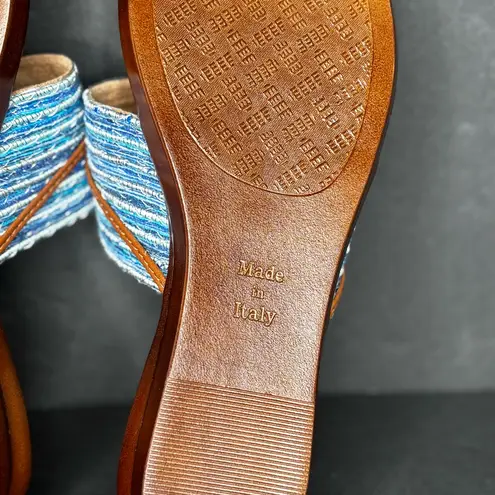 Italian Shoemakers Sandal US Size 8.5 Denim Style Blue & White Striped