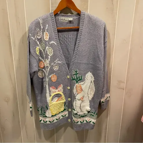 Vintage 80’s Belle Pointe lavender bunny easter spring cardigan chunky oversize Purple Size L