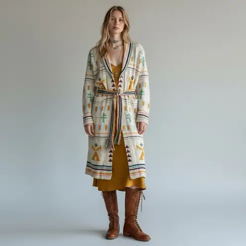 Faherty X B Yellowtail Paloma Duster Sweater Coat Hoodie Western Bohemian Small