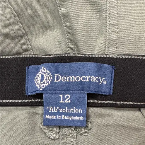 Democracy "Ab"solution Utility Green/Olive Tapered Cargo Flap Pocket Pants sz 12
